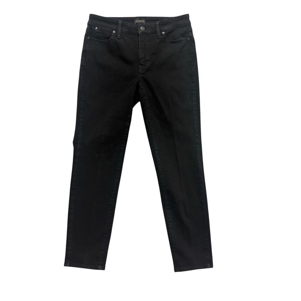 Talbots Slim Ankle Jeans Black Mid Rise Straight Leg Stretch Denim Size 6P